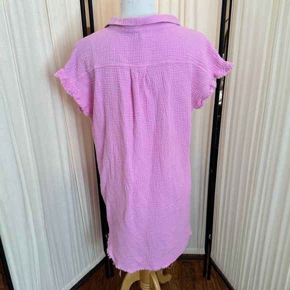 Umgee Pink Ruffled Button Down Mini Dress - Picture 2 of 3